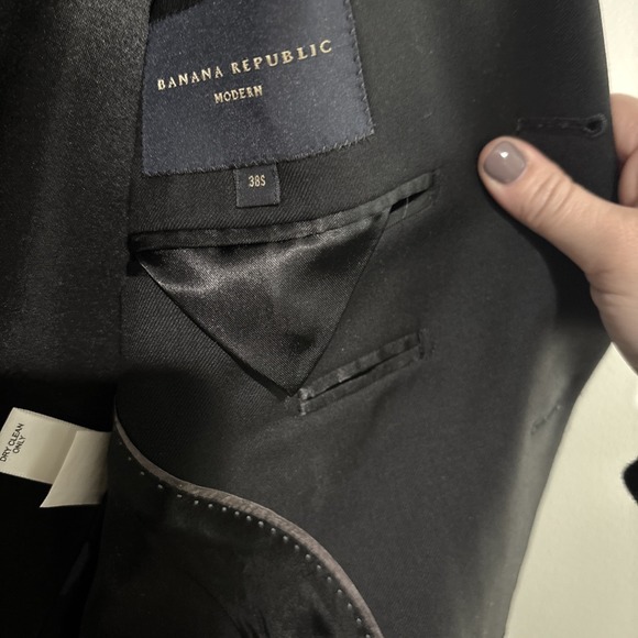 Banana Republic Men's Modern 38S Sport Jacket Made In Turkey 100% Wool Black - Picture 6 of 7